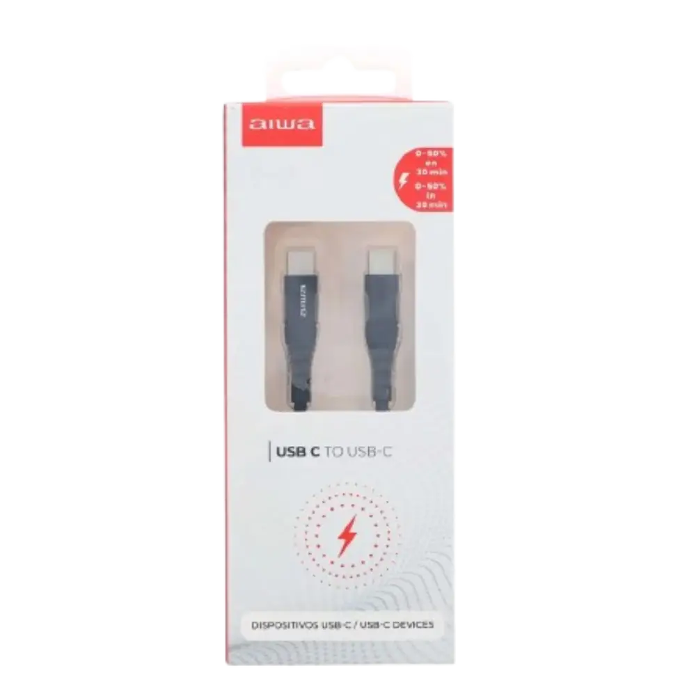 AIWA CABLE CARGA RÁPIDA USB-C A USB-C VELOCIDAD 2.0 1.5M AWCCA54ACCB NEGRO