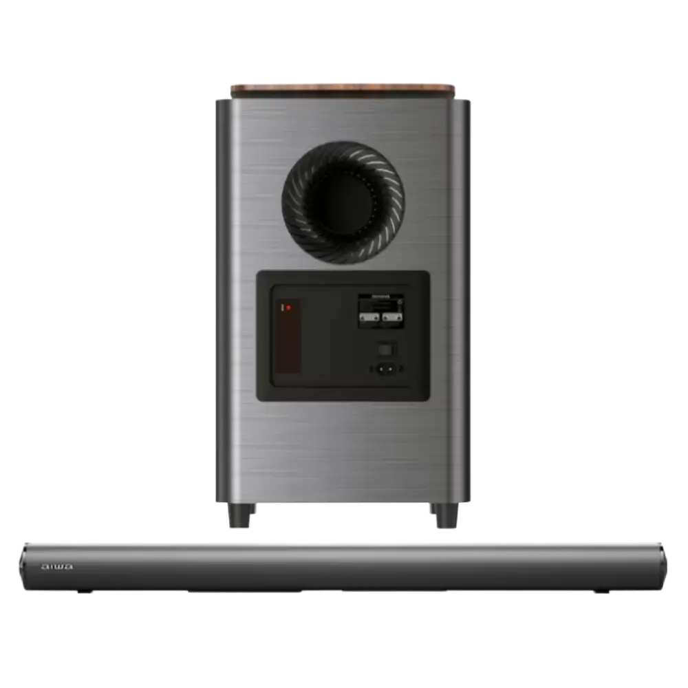 BARRA DE SONIDO AIWA AWSBH23WW CON SUBWOOFER INALAMBRICO 2.1 160W RMS